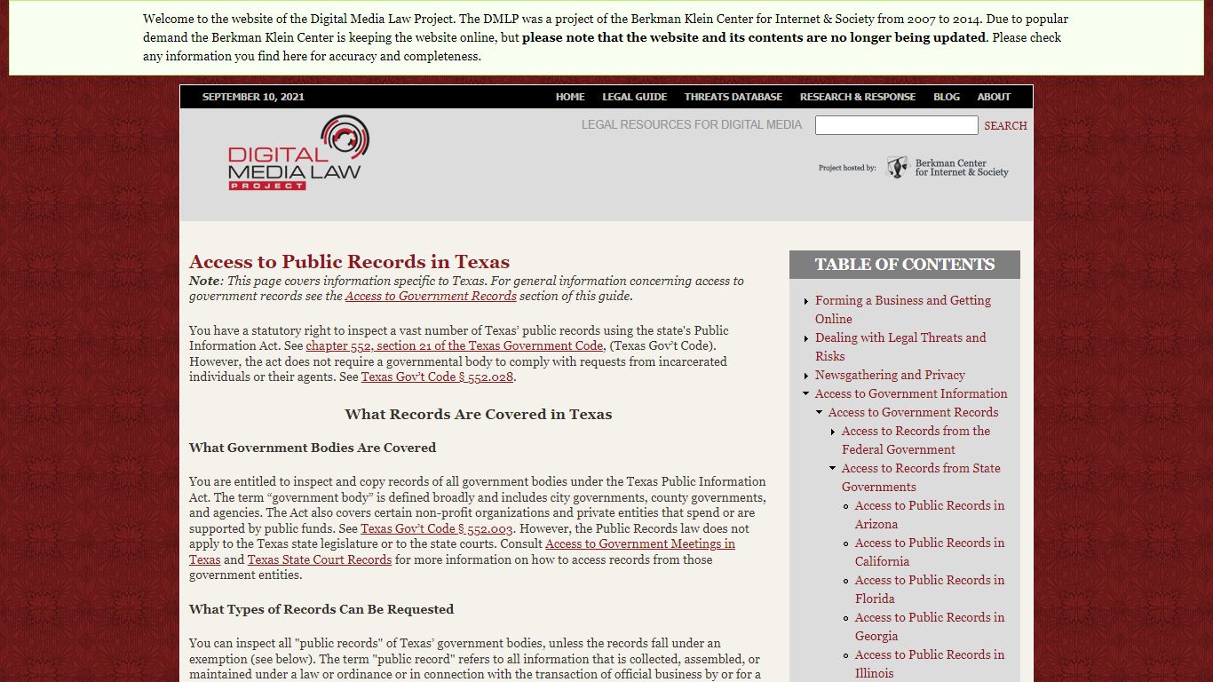 Access to Public Records in Texas | Digital Media Law Project - DMLP